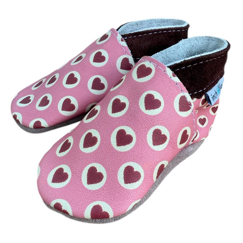 Inch Blue Pink Love Hearts Baby Booties 4614 side
