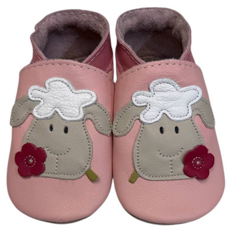 Inch Blue Sheep Soft Pink Leather Baby Booties main