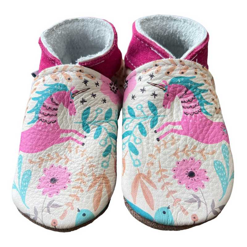 Inch Blue Unicorn Garden Leather Baby Booties 3965 main