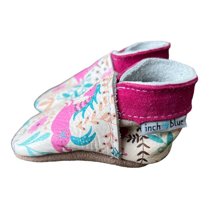 Inch Blue Unicorn Garden Leather Baby Booties 3965 side