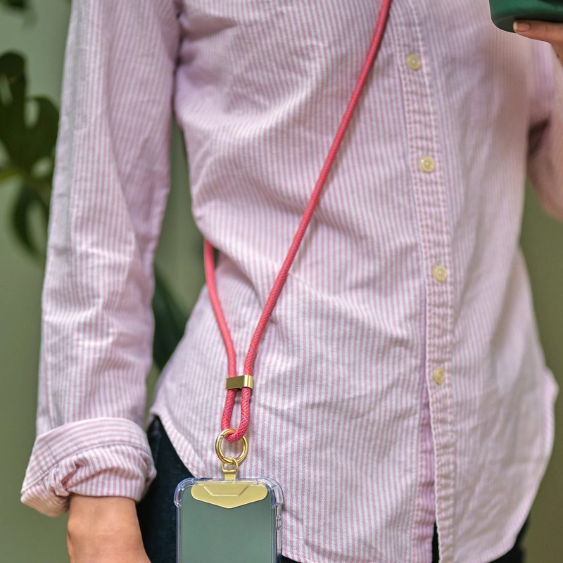 Inkerie Charge & Carry Phone Lanyard Pink INK37 in use