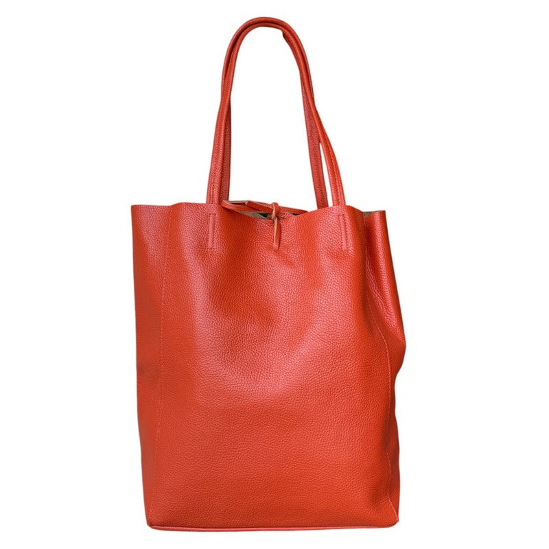 Italian Big Leather Tote in Burnt Orange front