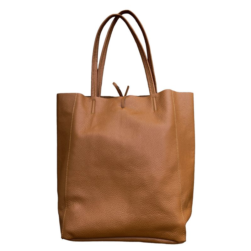 Italian Big Leather Tote in Dark Tan PL215 rear