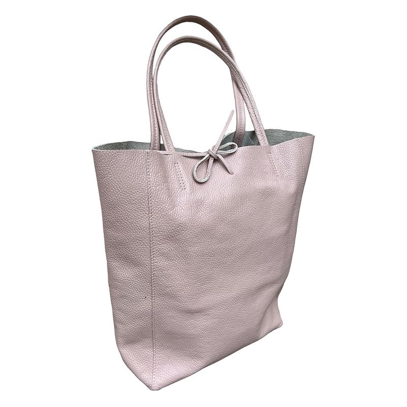 Italian Big Leather Tote in Smoke Rose PL215 side