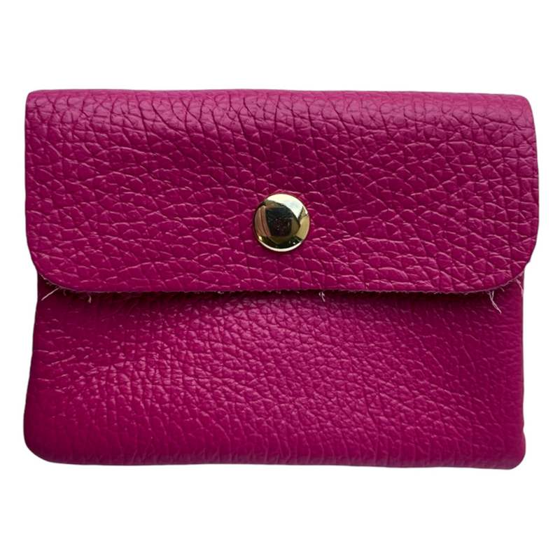 Italian Leather 3 Pocket Purse in Fuchsia front