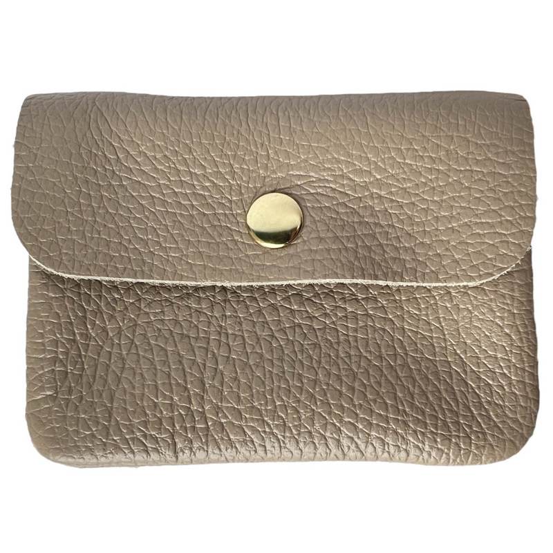 Italian Leather 3 Pocket Purse in Light Taupe PS461 front