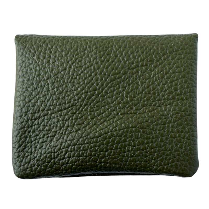 Italian Leather 3 Pocket Purse in Olive Green back