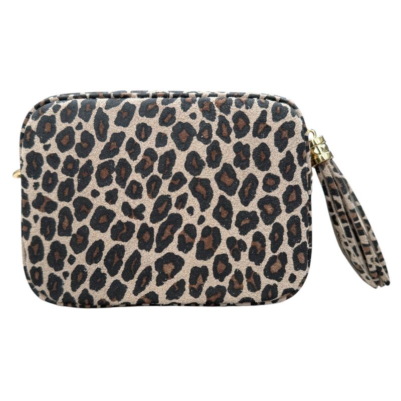 Italian Leather Big Box Bag Light Taupe Leopard PS233 front
