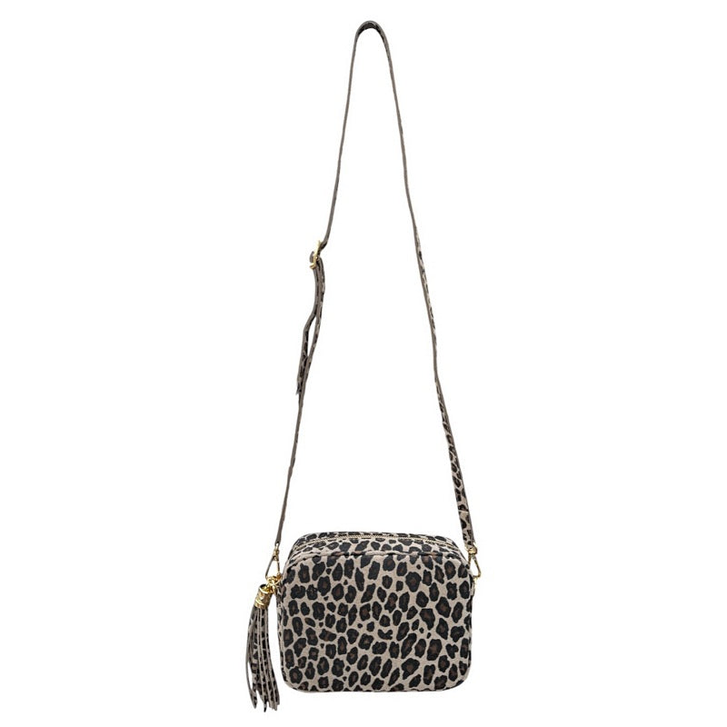 Italian Leather Big Box Bag Light Taupe Leopard PS233 hanging