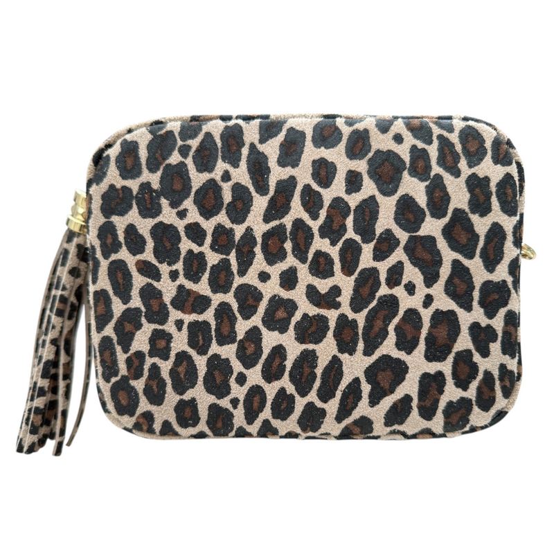 Italian Leather Big Box Bag Light Taupe Leopard PS233 rear