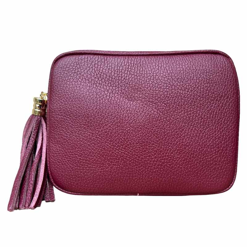 Italian Leather Big Box Bag Plum PS233 front