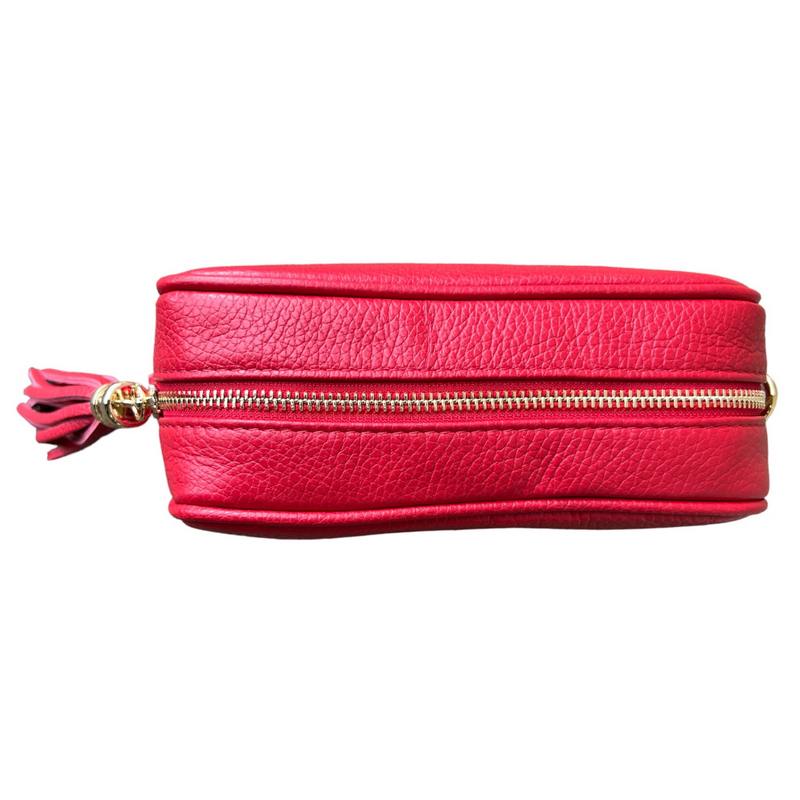 Italian Leather Big Box Bag Red top zip