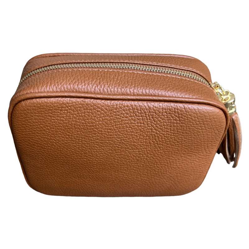 Italian Leather Big Box Bag Tan front