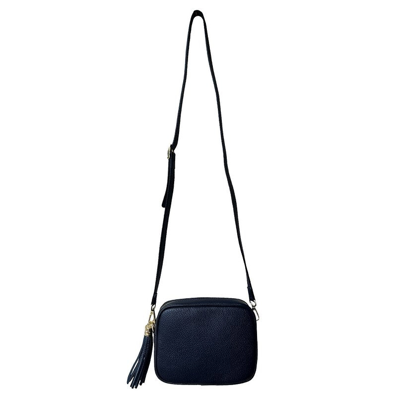 Italian Leather Big Box Bag in Navy PS233 with strap