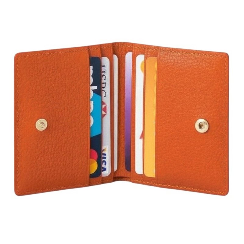Italian Leather Card Case Burnt Orange PS626 open cards