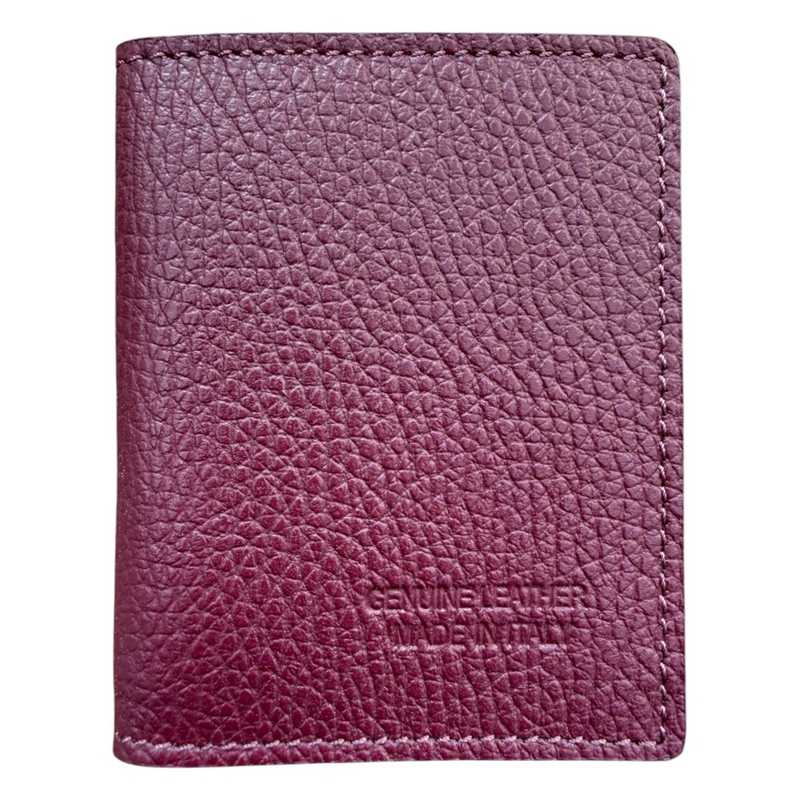 Italian Leather Card Case Red Plum front