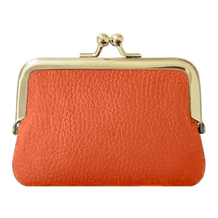 Italian Leather Clip Close Purse PS672 Burnt Orange front