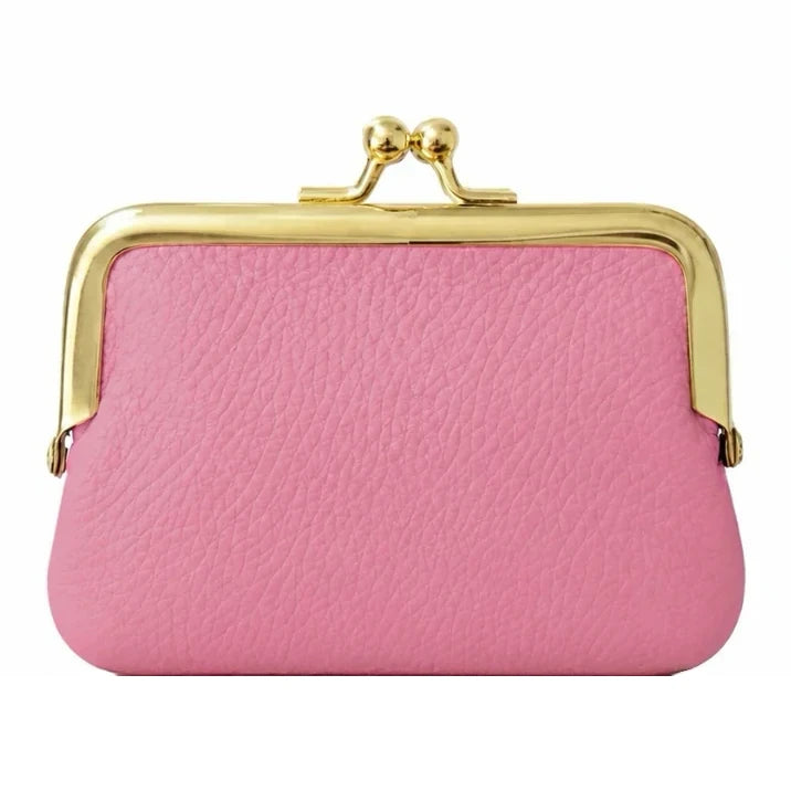 Italian Leather Clip Close Purse PS672 Candy Pink front