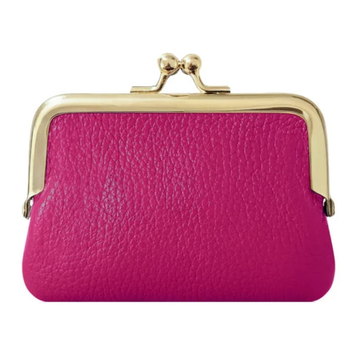 Italian Leather Clip Close Purse PS672 Fuchsia front