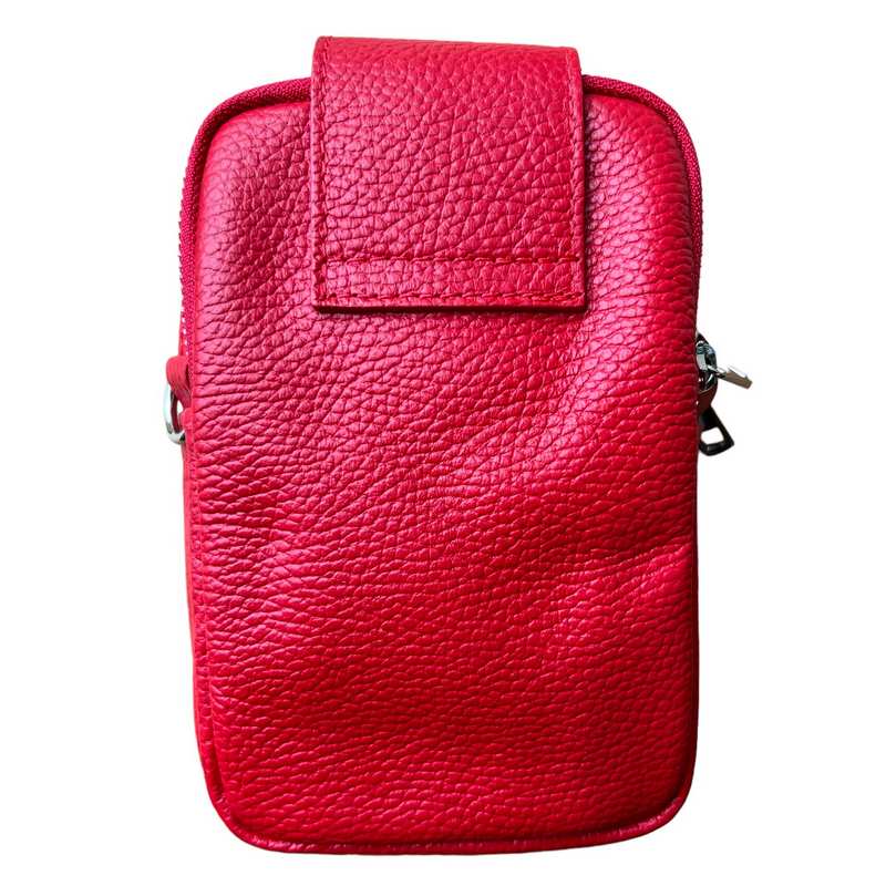Italian Leather Cross-Body Camera Bag in Red back