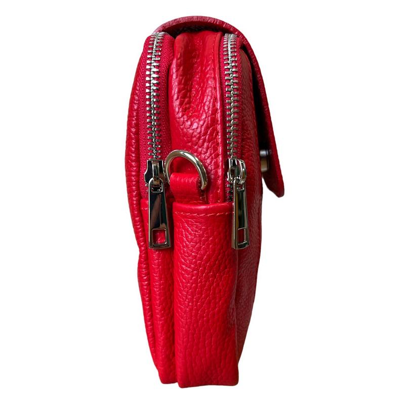 Italian Leather Cross-Body Camera Bag in Red side