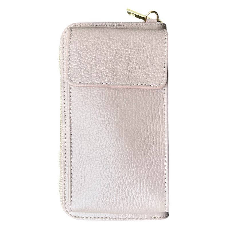 Italian Leather Cross-Body Purse in Smoke Rose front