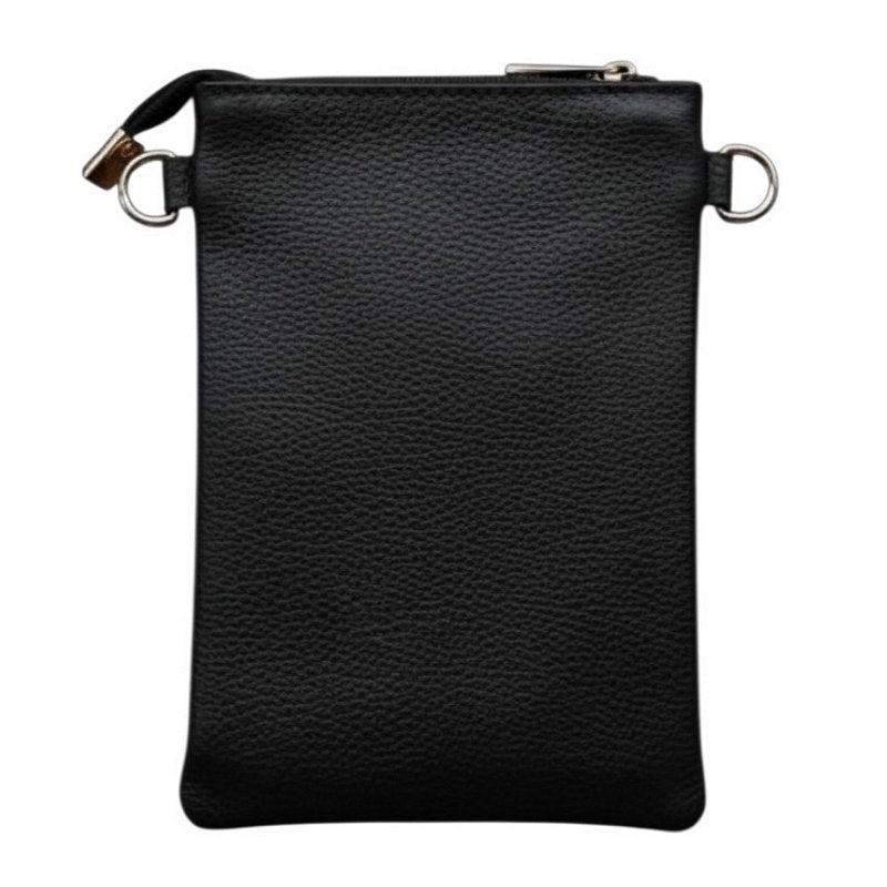 Italian Leather Cross-body Bag Tall in Black PS522 back