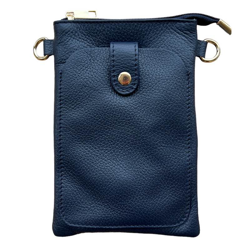 Italian Leather Crossbody Bag in Navy PS522 front