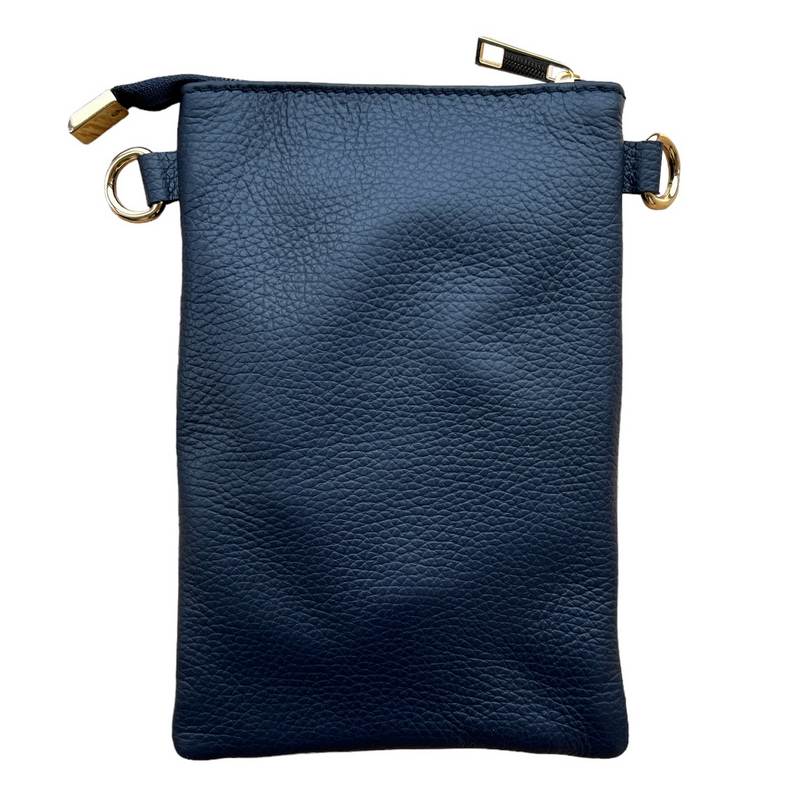 Italian Leather Crossbody Bag in Navy PS522 rear