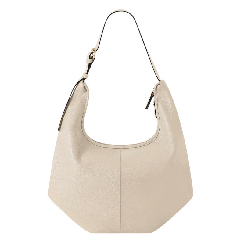 Italian Leather Hobo Shoulder Bag PL680 Cream front