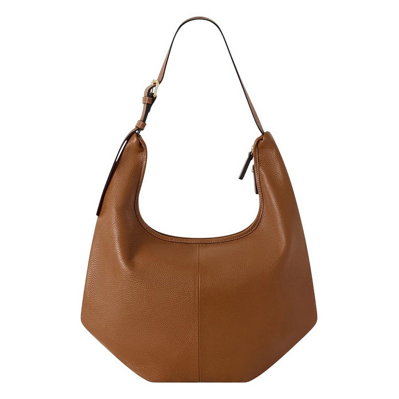 Italian Leather Hobo Shoulder Bag PL680 Dark Tan front