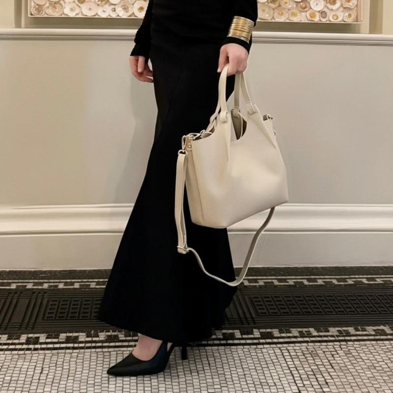 Italian Leather Italian Top-Handle Tote Bag in Cream PM681 model