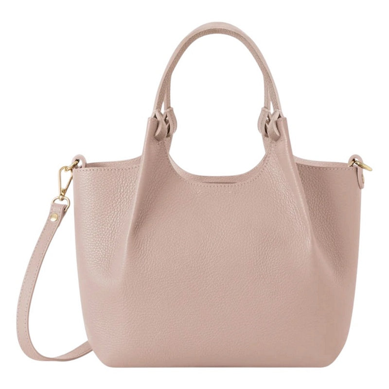 Italian Leather Top-Handle Tote Bag in Smoke Rose main