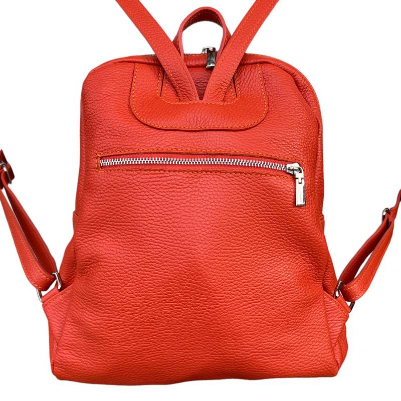 Italian Leather Medium Backpack in Burnt Orange PL216 rear