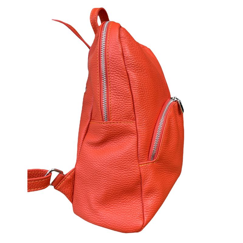 Italian Leather Medium Backpack in Burnt Orange PL216 left side