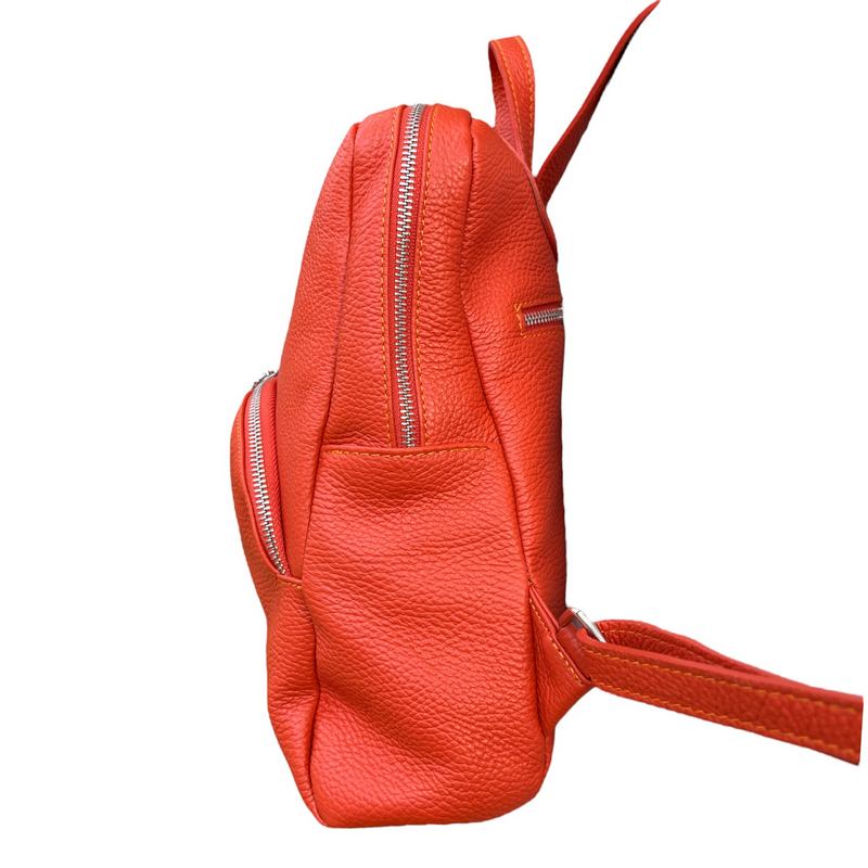 Italian Leather Medium Backpack in Burnt Orange PL216 right side