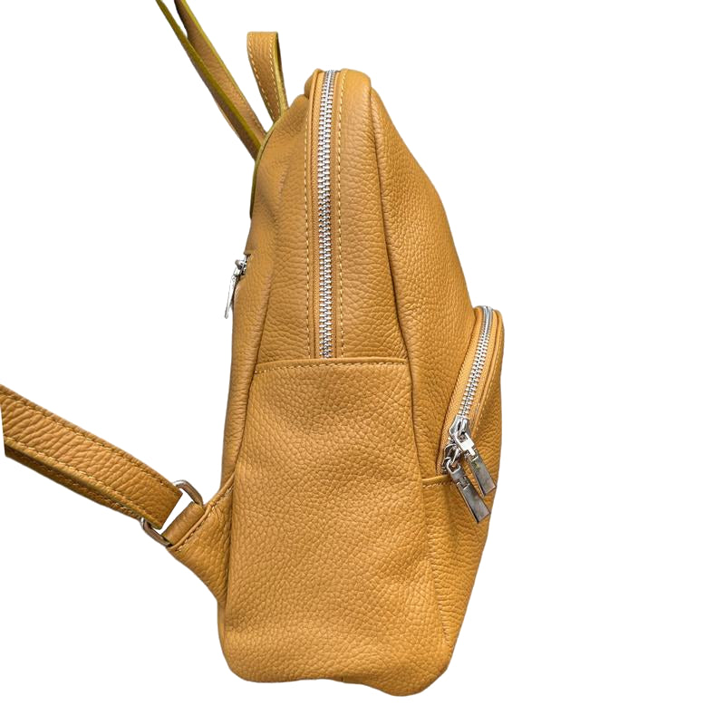 Italian Leather Medium Backpack in Mustard PL216 left side