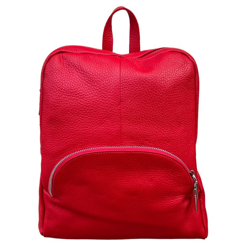 Italian Leather Medium Backpack in Red PL216 front