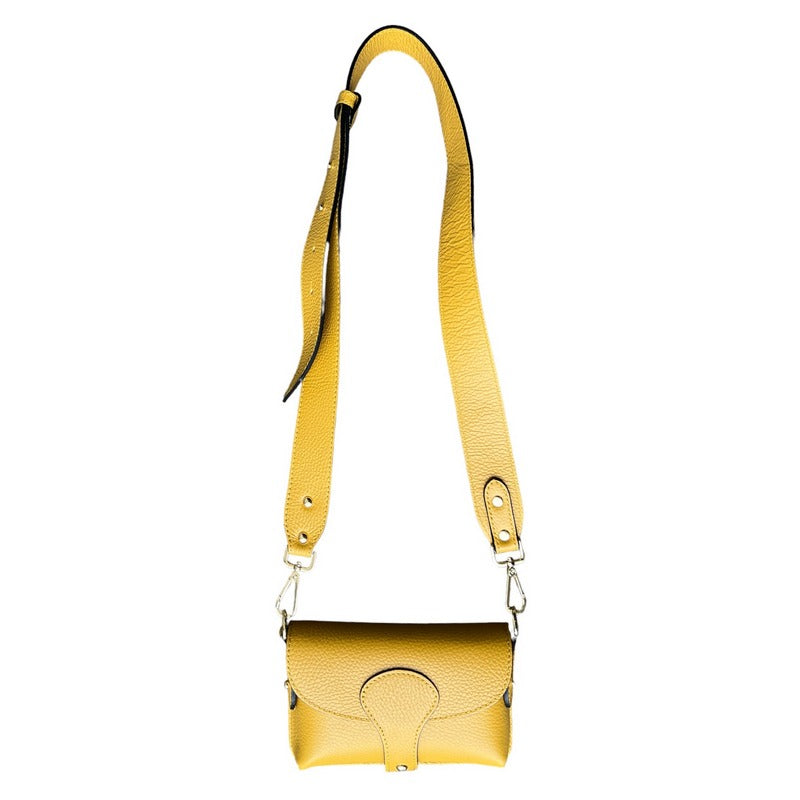 Italian Leather Mini Handbag in Mustard front