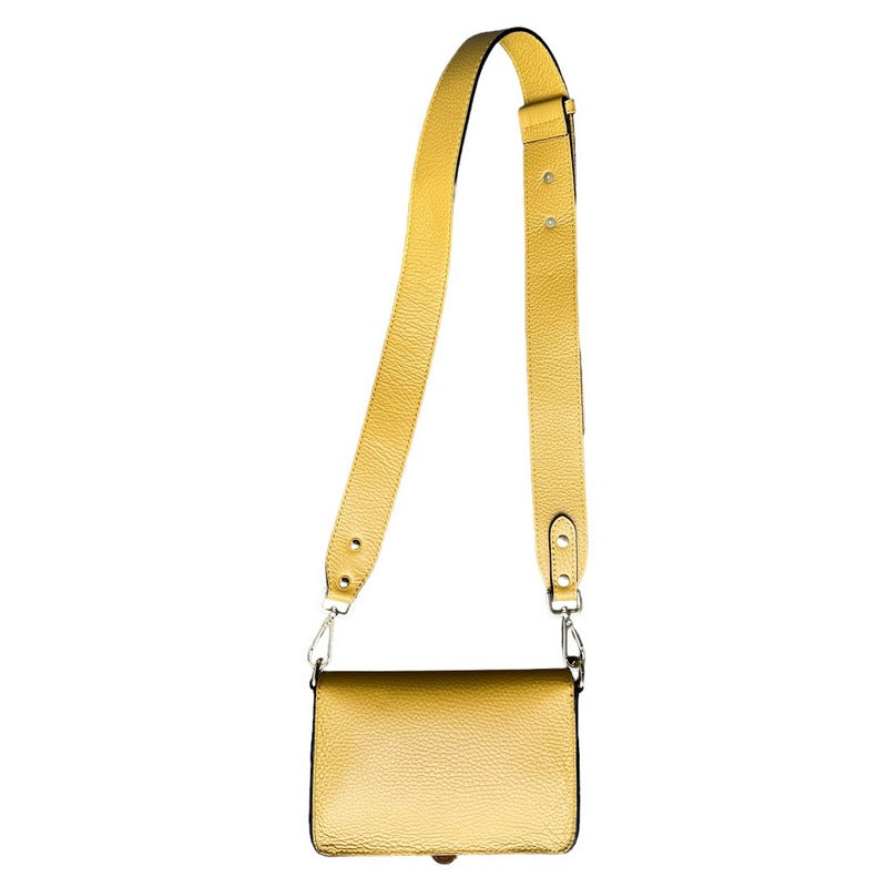 Italian Leather Mini Handbag in Mustard back