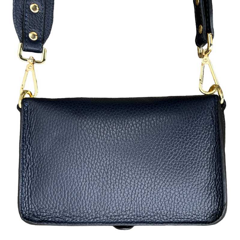 Italian Leather Mini Handbag in Navy PS412 back