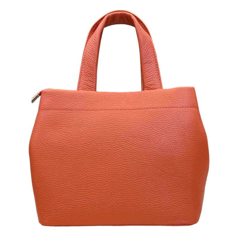 Italian Leather Mini Tote Bag in Burnt Orange front