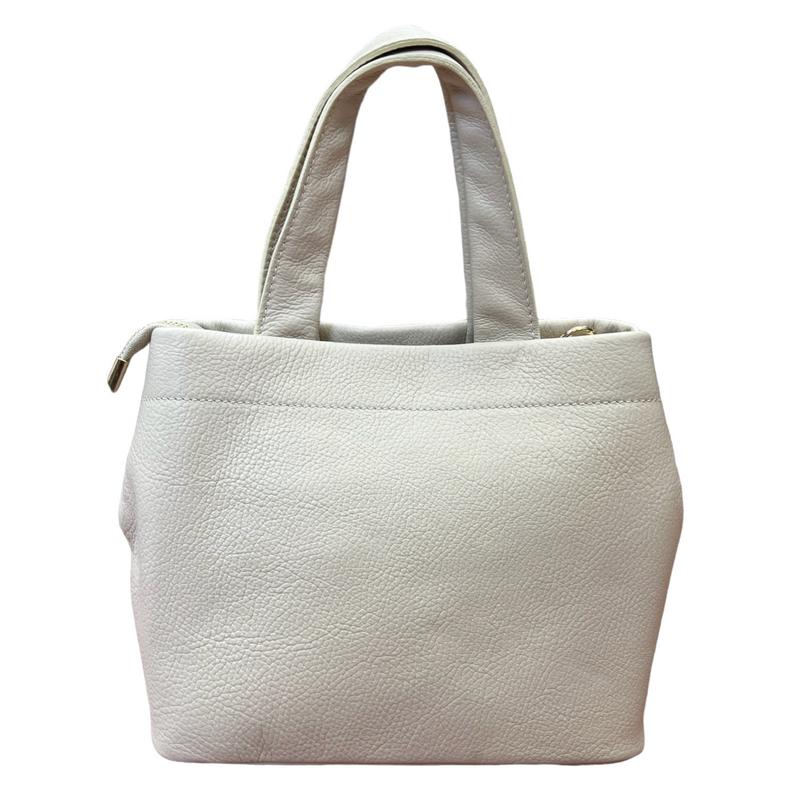 Italian Leather Mini Tote Bag in Cream PM546 rear