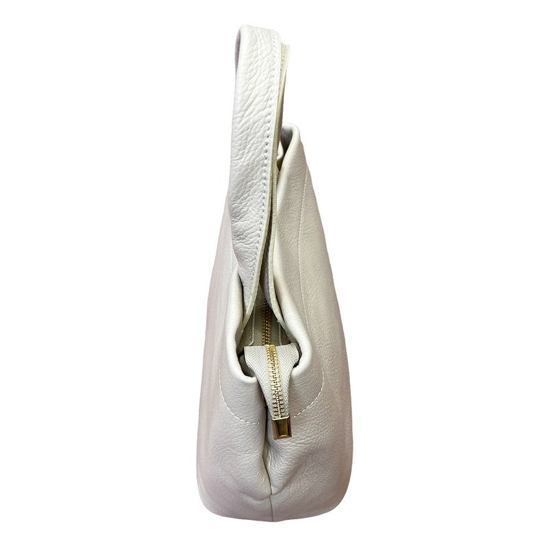 Italian Leather Mini Tote Bag in Cream PM546 side