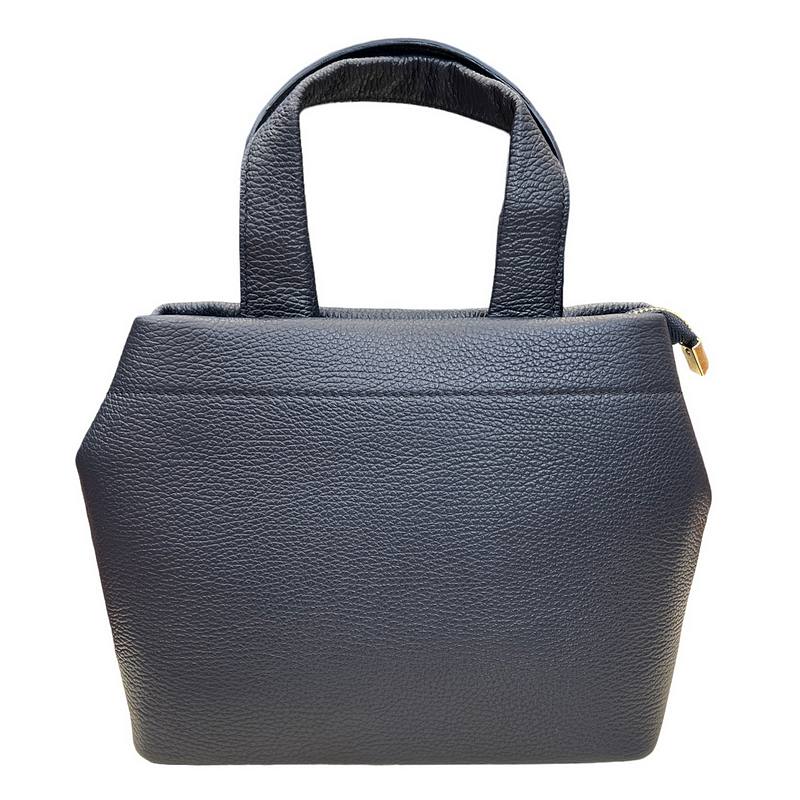 Italian Leather Mini Tote Bag in Navy PM546 front