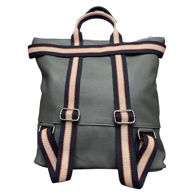 Italian Leather Multi Shoulder and Backpack in Dark Grey rear