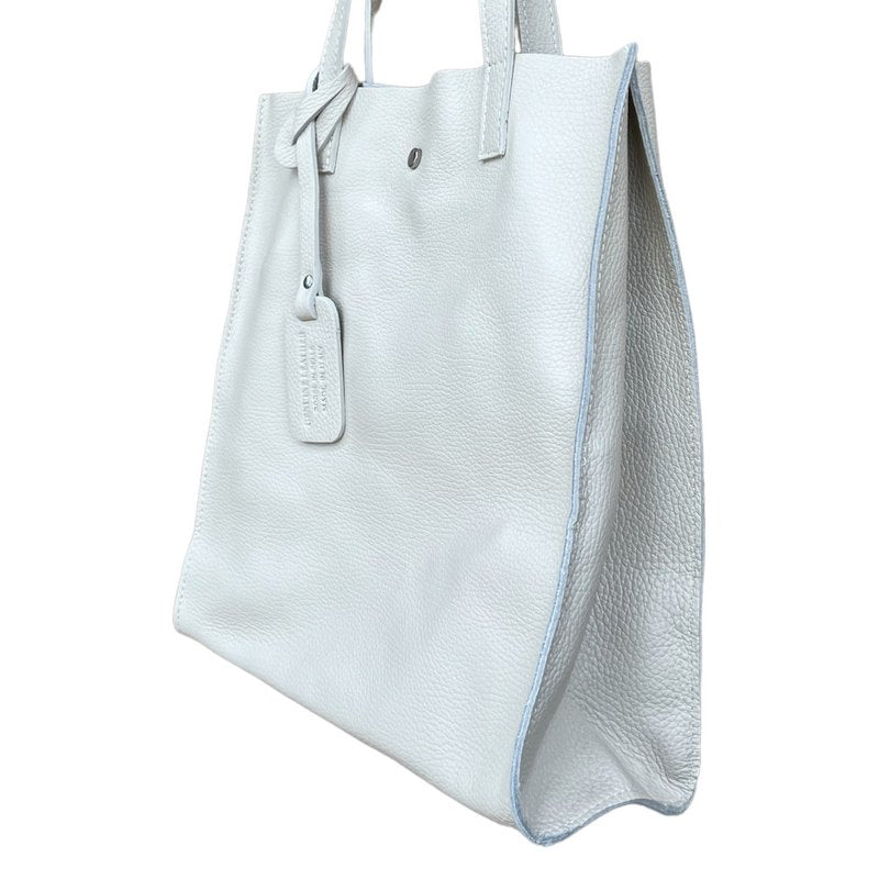 Italian Leather Shopper Tote Bag in Cream side