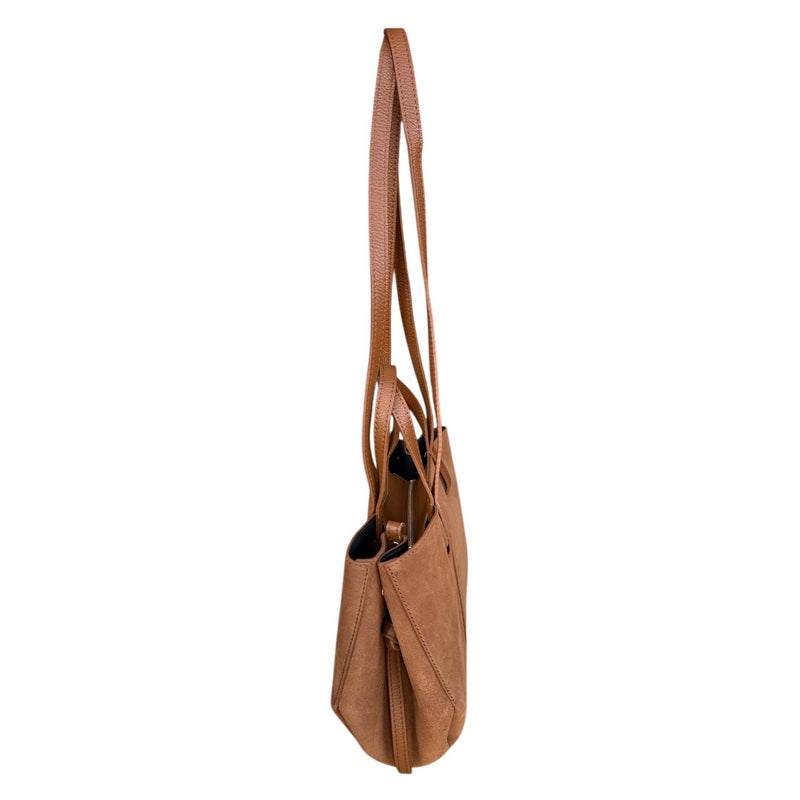 Italian Leather Suede Shoulder Bag Tan side