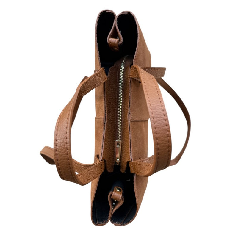 Italian Leather Suede Shoulder Bag Tan top