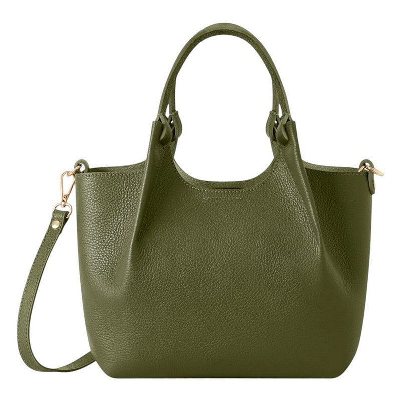 Italian Leather Top-Handle Tote Bag in Olive Green main
